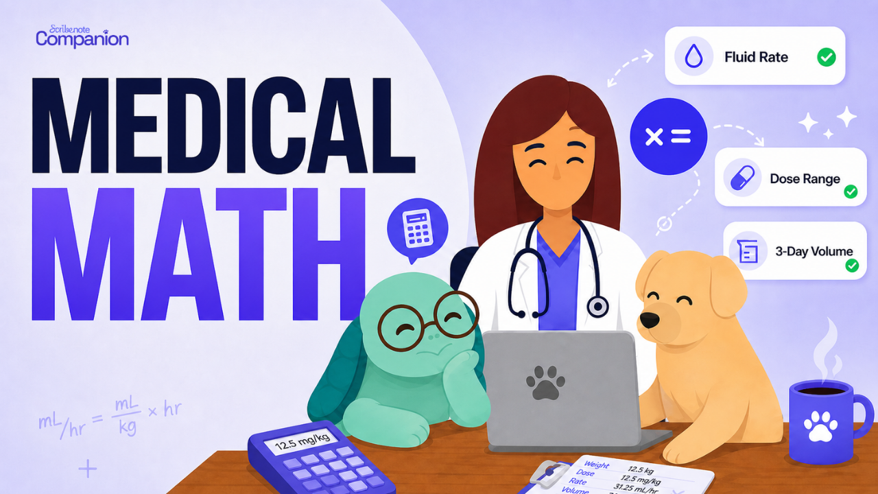 Medical Math — vet, dog, calculator, and dose-rate formulas with Companion